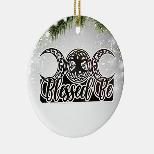 Blessed Be Celtic Tree of Life Pagan Witch Keramisch Ornament (Rechts)