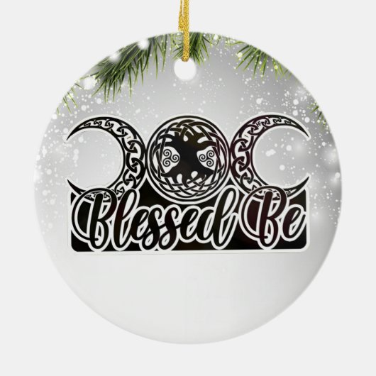 Blessed Be Celtic Tree of Life Pagan Witch Keramisch Ornament (Achterkant)