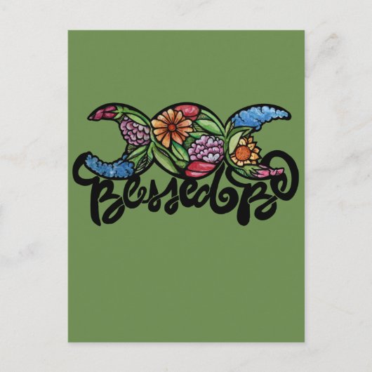 "Blessed Be" drievoudige maansbloei Briefkaart (Voorkant)