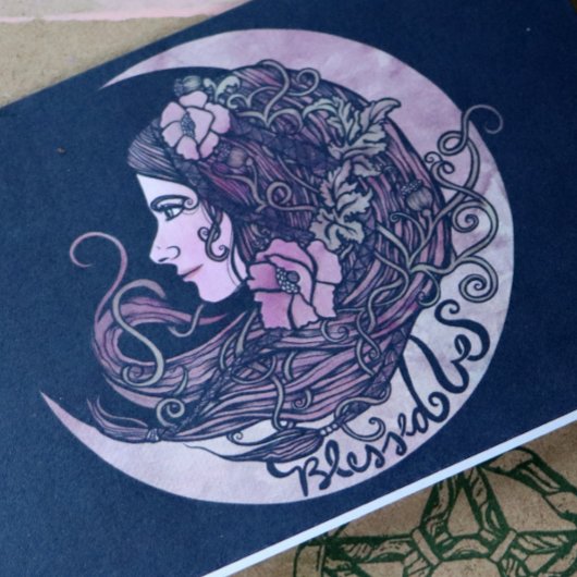Blessed Be Moon Goddess Pagan Art Briefkaart