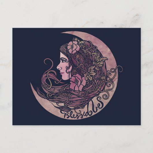 Blessed Be Moon Goddess Pagan Art Briefkaart (Voorkant)