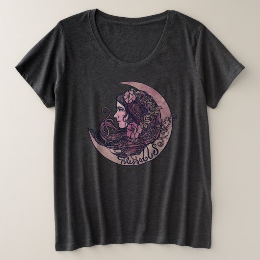 Blessed Be Moon Goddess Pagan Art Grote Maat T-shirt (Design voorkant)