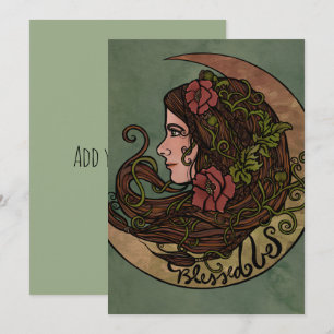 Blessed Be Moon Goddess Pagan Art Kaart