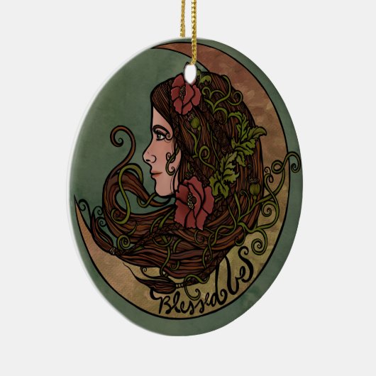 Blessed Be Moon Goddess Pagan Art Keramisch Ornament (Rechts)