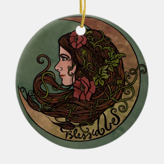 Blessed Be Moon Goddess Pagan Art Keramisch Ornament (Voorkant)