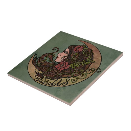 Blessed Be Moon Goddess Pagan Art Tegeltje (Zijkant)