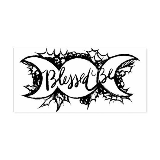Blessed be Triple Moon Goddess Holly Yule Rubberstempel (Afrduk)