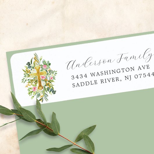 Blessed Beginnings Cross Return Adres Label