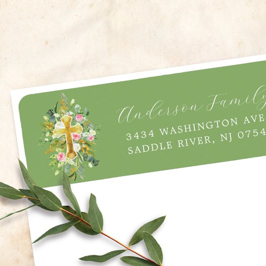 Blessed Beginnings Cross Return Adres Label