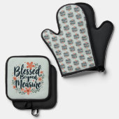 Blessed Beyond Measure Inspirerend bloemsierkunst Ovenwant & Pannenlap Set (Voorkant / Achterkant)