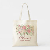 Blessed Beyond Measure Pink Floral  Tote Bag (Achterkant)