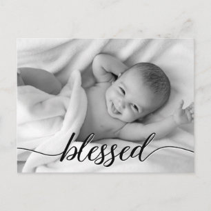 Blessed Black White Baby Fotogeboorteaankondiging Aankondigingskaart