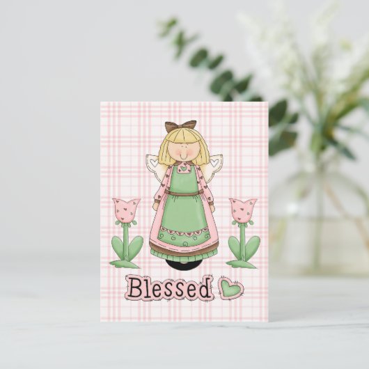 Blessed Blonde Angel Briefkaart (Staand voorkant)