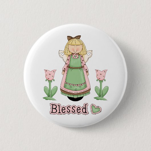 Blessed Blonde Angel Ronde Button 5,7 Cm (Voorkant)