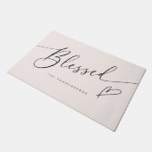 Blessed Blush Pink Heart Typography Deurmat (Schuin)