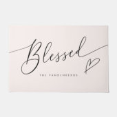 Blessed Blush Pink Heart Typography Deurmat (Voorkant)
