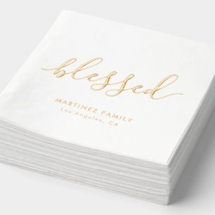 Blessed Boho Script Family Reunion Thanksgiving Folie Servetten