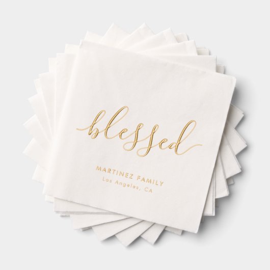 Blessed Boho Script Family Reunion Thanksgiving Folie Servetten (Insitu (Gestapeld))