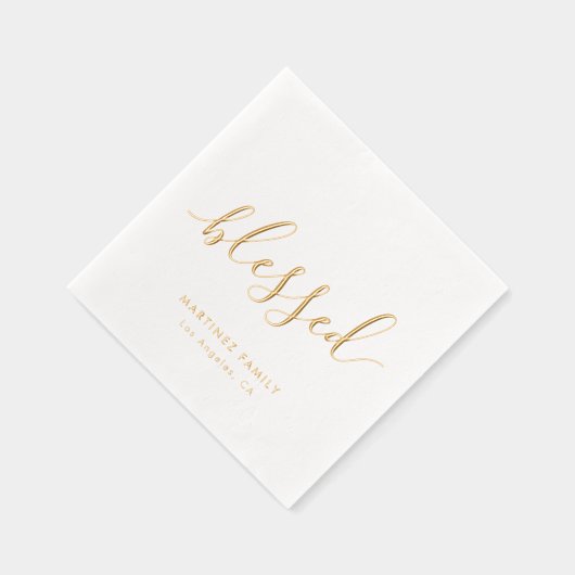 Blessed Boho Script Family Reunion Thanksgiving Folie Servetten (Rechts)