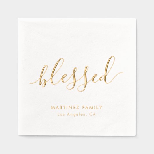 Blessed Boho Script Family Reunion Thanksgiving Folie Servetten (Voorkant)