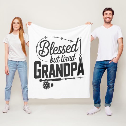 Blessed But Tired Grandpa Fleece Blanket (In situ)