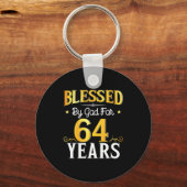 Blessed By God For 64 Years 64th Birthday Men Wome Sleutelhanger (Voorkant)