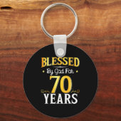 Blessed By God For 70 Years 70th Birthday Men Wome Sleutelhanger (Voorkant)