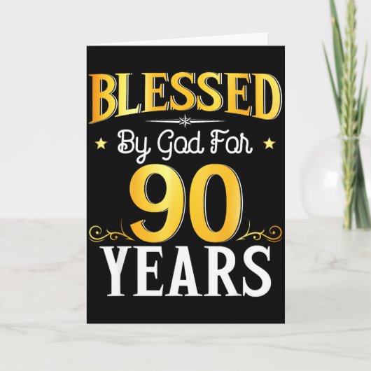 Blessed By God For 90 Years 90th Birthday Men Wome Kaart (Voorkant)