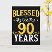 Blessed By God For 90 Years 90th Birthday Men Wome Kaart (Gele Bloem)