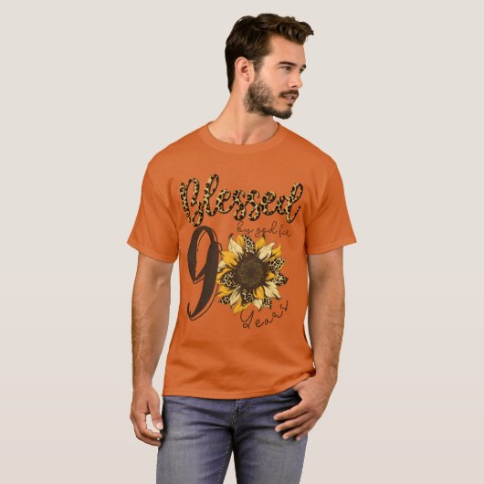 Blessed By God For 90 Years Sunflower Leopard vint T-shirt (Voorkant volledig)