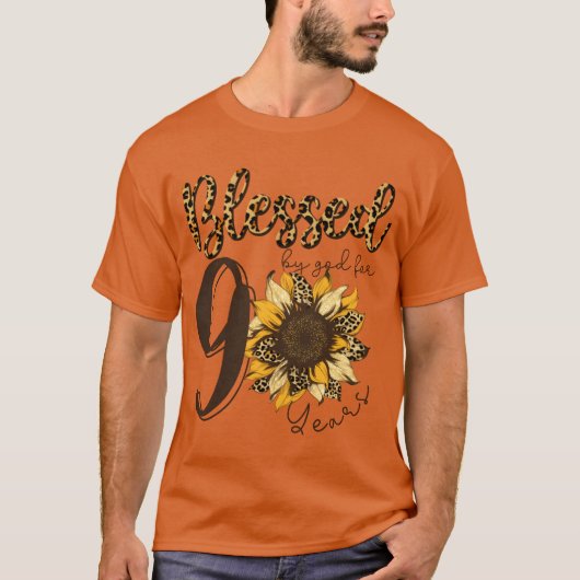 Blessed By God For 90 Years Sunflower Leopard vint T-shirt (Voorkant)