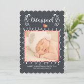 Blessed Chalkboard Family Holiday Photo Card Feestdagenkaart (Staand voorkant)
