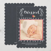 Blessed Chalkboard Family Holiday Photo Card Feestdagenkaart (Voorkant / Achterkant)