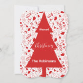 Blessed Christmas Red Christmas Tree Doodle Art Feestdagenkaart (Voorkant)