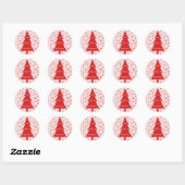 Blessed Christmas Red Christmas Tree Doodle Art Ronde Sticker (Vel)