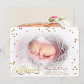 Blessed Confetti Foto Girl Birth Announding Aankondiging (Voorkant / Achterkant)