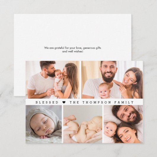 Blessed Custom Photo Collage Baby shower Bedankkaart (Voorkant / Achterkant)