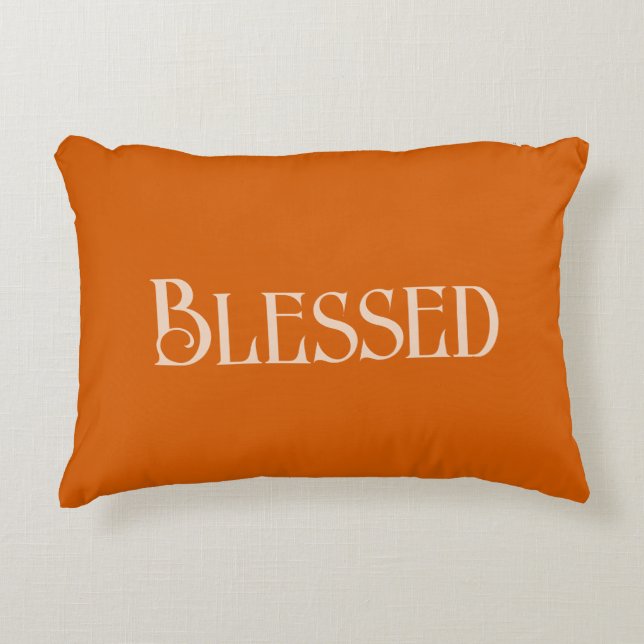 "Blessed" Custom Typography op Bamboe Accent Kussen (Voorkant)