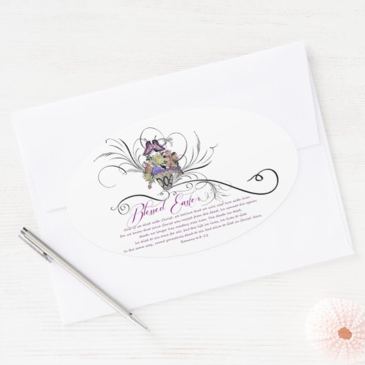 Blessed Easter Oval Sticker (Envelop)