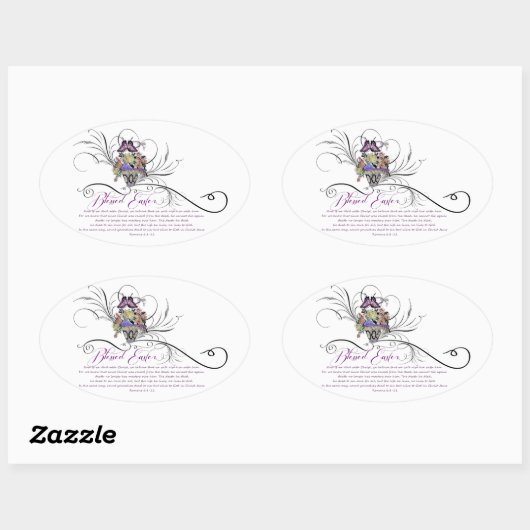 Blessed Easter Oval Sticker (Vel)