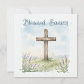 Blessed Easter Watercolor Easter Cross Greeting Kaart (Voorkant)