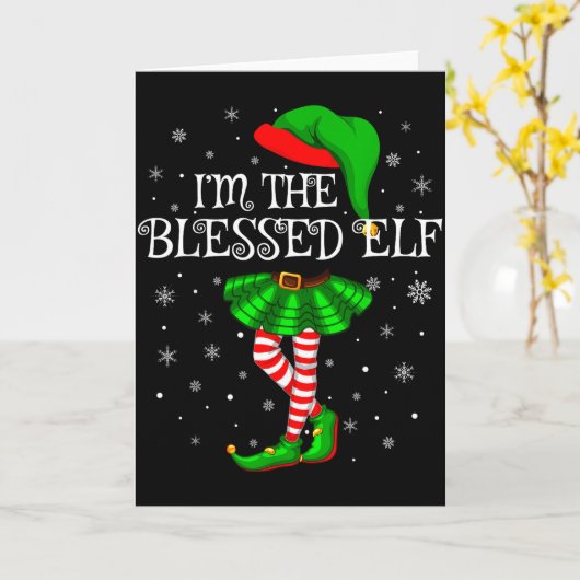 Blessed Elf Christmas Matching Family Women Girls  Kaart (Gele Bloem)