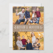 Blessed en Grateful Rustic 4 Foto Thanksgiving Feestdagenkaart (Voorkant)