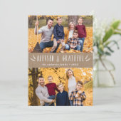 Blessed en Grateful Rustic 4 Foto Thanksgiving Feestdagenkaart (Staand voorkant)