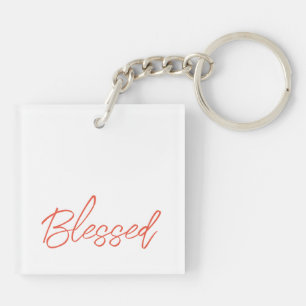 Blessed Faith Grace Dankbaar Sinaasappel Minimalis Sleutelhanger