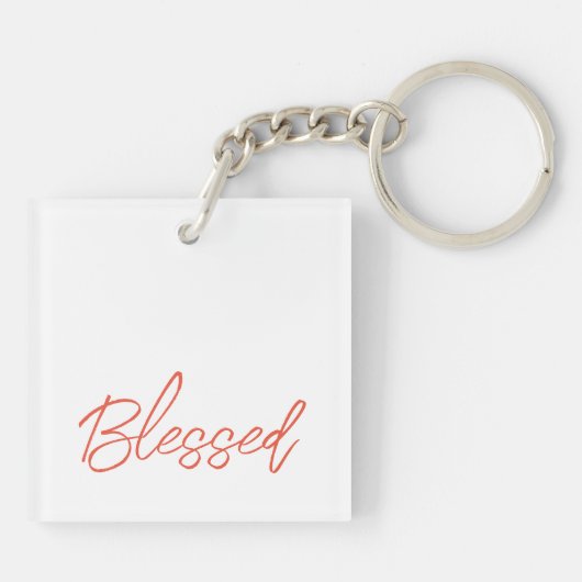 Blessed Faith Grace Dankbaar Sinaasappel Minimalis Sleutelhanger (Achterkant)
