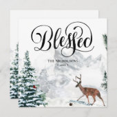 Blessed Festive Black Script Winter Snow Scenery Feestdagenkaart (Voorkant / Achterkant)