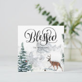 Blessed Festive Black Script Winter Snow Scenery Feestdagenkaart (Staand voorkant)