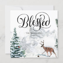Blessed Festive Black Script Winter Snow Scenery