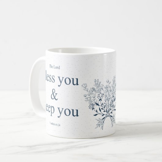 Blessed Floral Christian Wall Art Koffiemok (Voorkant links)